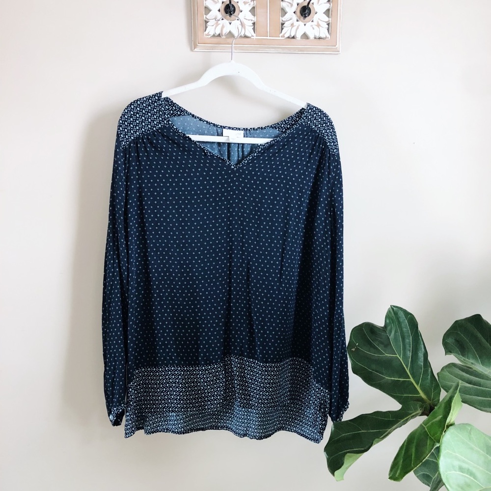 J. Jill Blouse Navy Long Sleeve Top XL